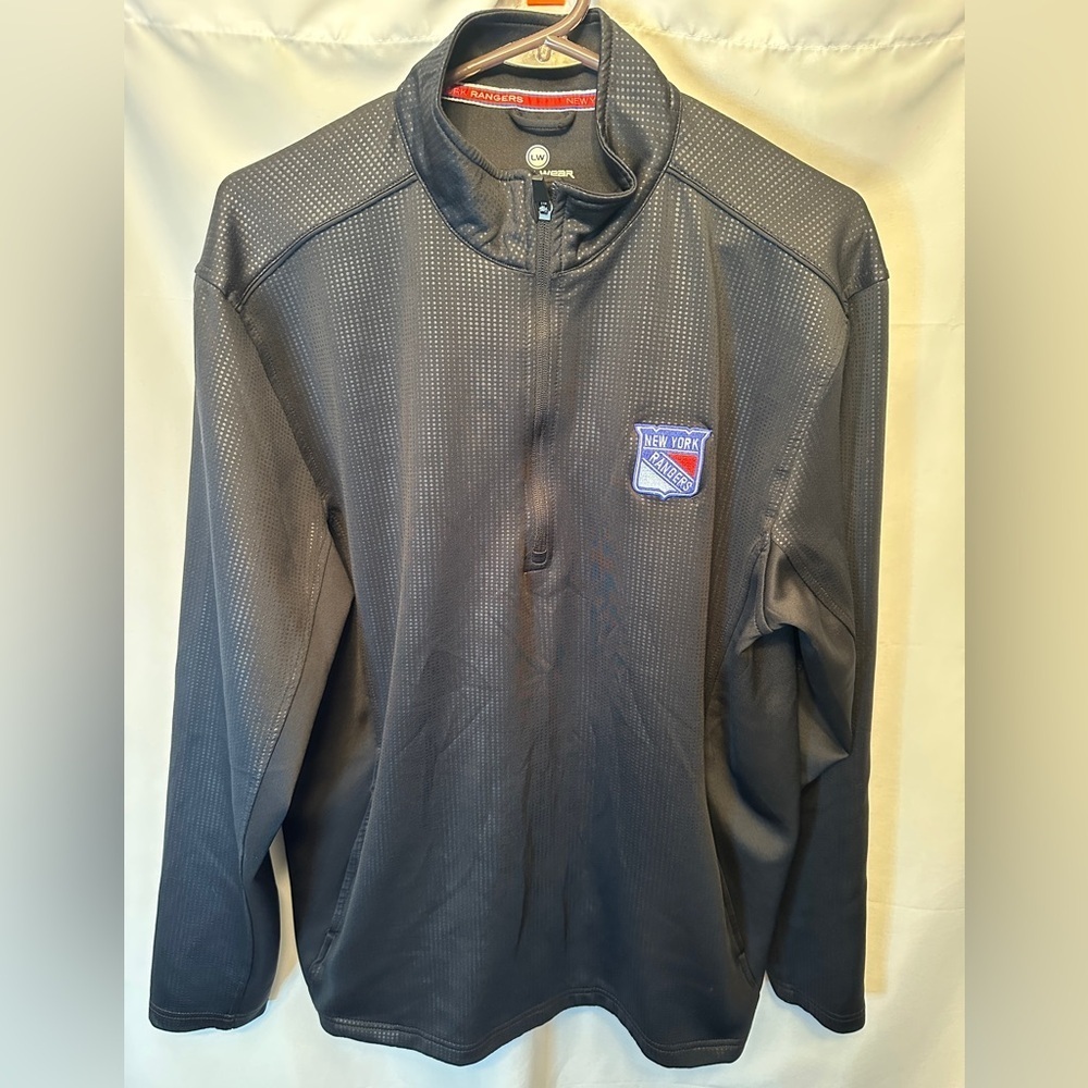 Levelwear New York Rangers Size Large Quarter Zip Shirt Black‎ With Logo